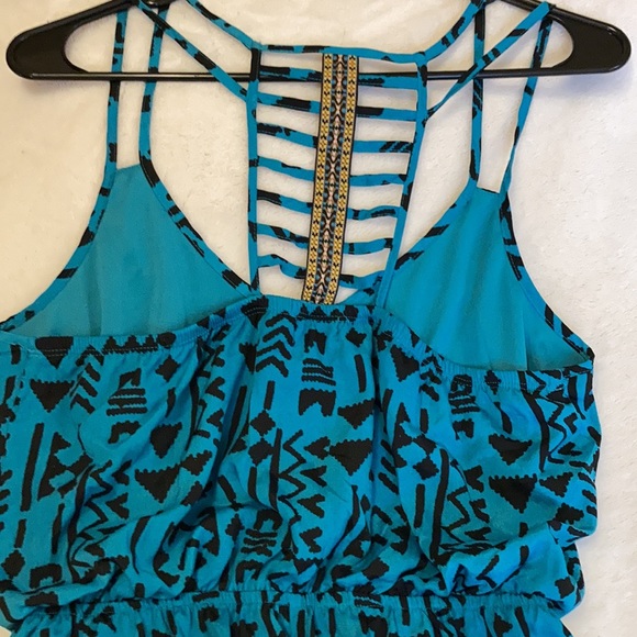 Sun dress aqua blue Size M Three pink hearts brand - Picture 8 of 9